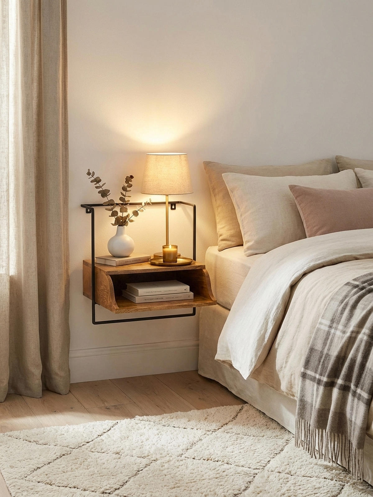 WANDKONSOLE Mango Massivholz Industrial Stil 44x45x35 cm - Schwarz/Braun, Holz/Metall (44/45/35cm) - KADIMA DESIGN