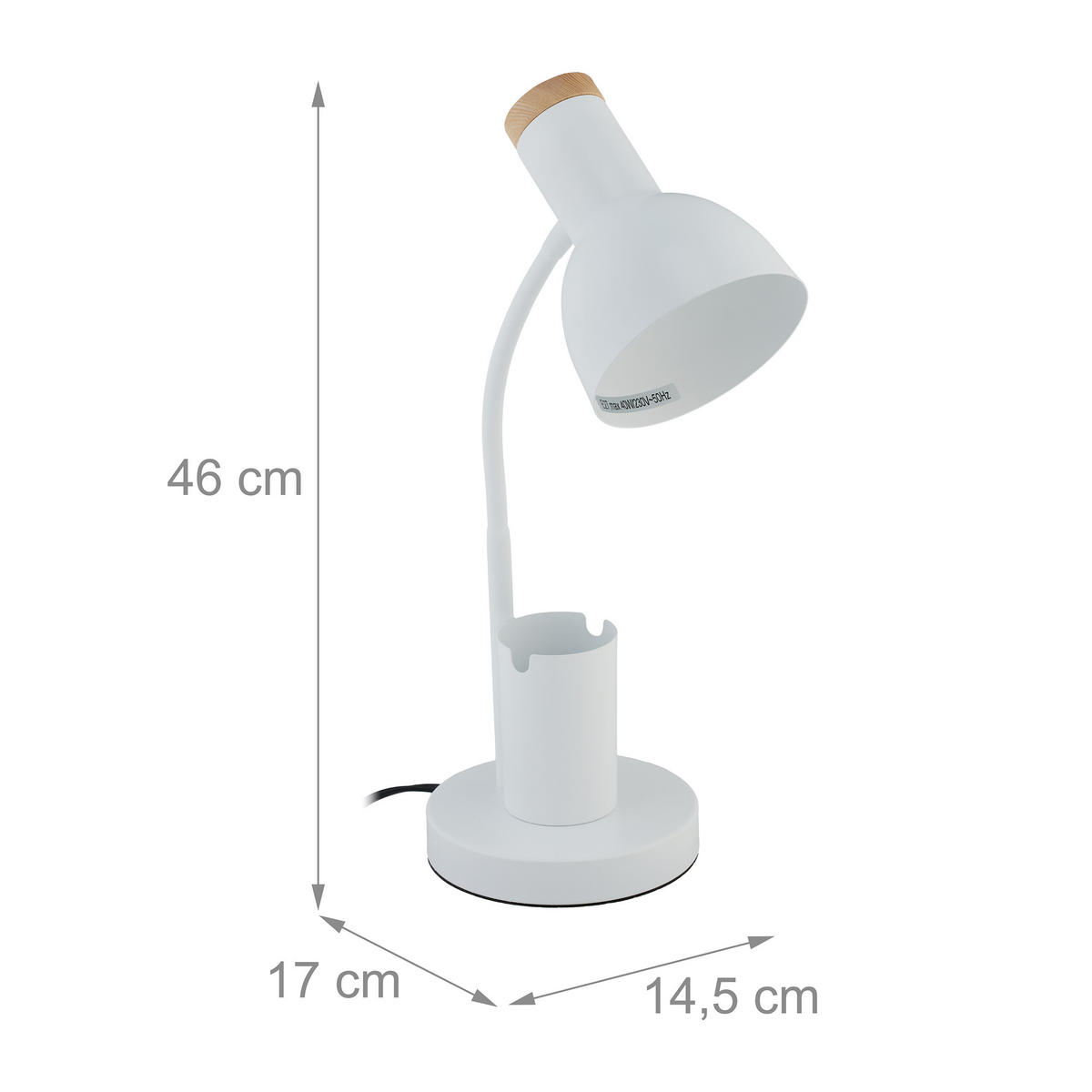 SCHREIBTISCHLAMPE - Weiß, Metall (17/14.5/46.5cm) - Relaxdays