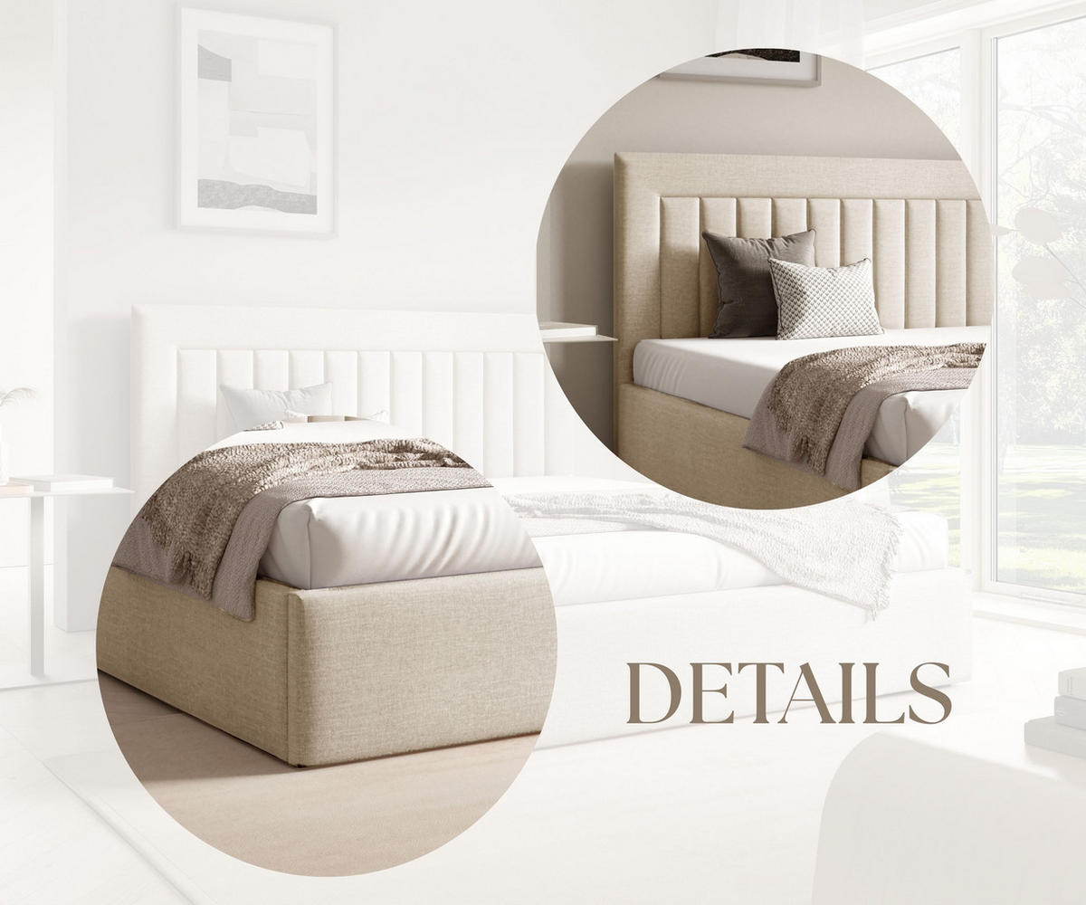 POLSTERBETT BEA I mit Bettkasten 180x200,Doppelbett mit Stauraum,Lattenrost,Boxspringbett-Optik,ohne Matratze Creme - Creme, Holz (180/200cm) - Furnistar