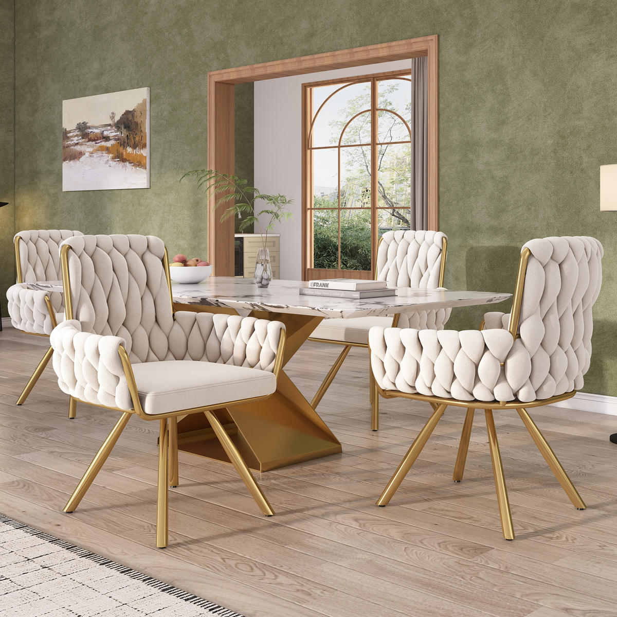 ESSZIMMERSTUHL 6er-Set drehbar mit Armlehnen Samt Beige - Beige, Metall (50/87/50.2cm) - Meubliv