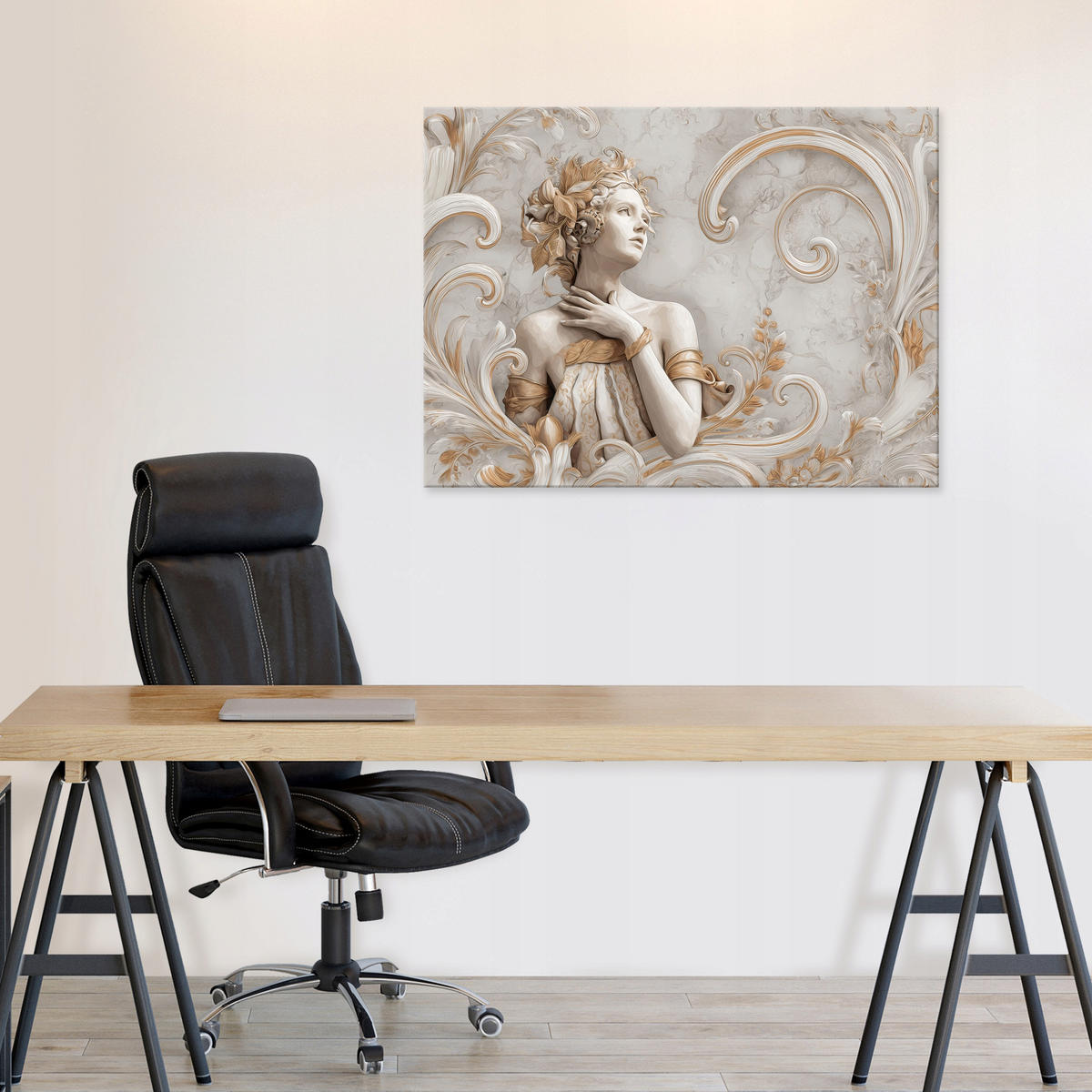 LEINWANDBILD Frau Marmor Beige 120x80 cm - Multicolor, Holzwerkstoff (120/80cm) - Wallarena