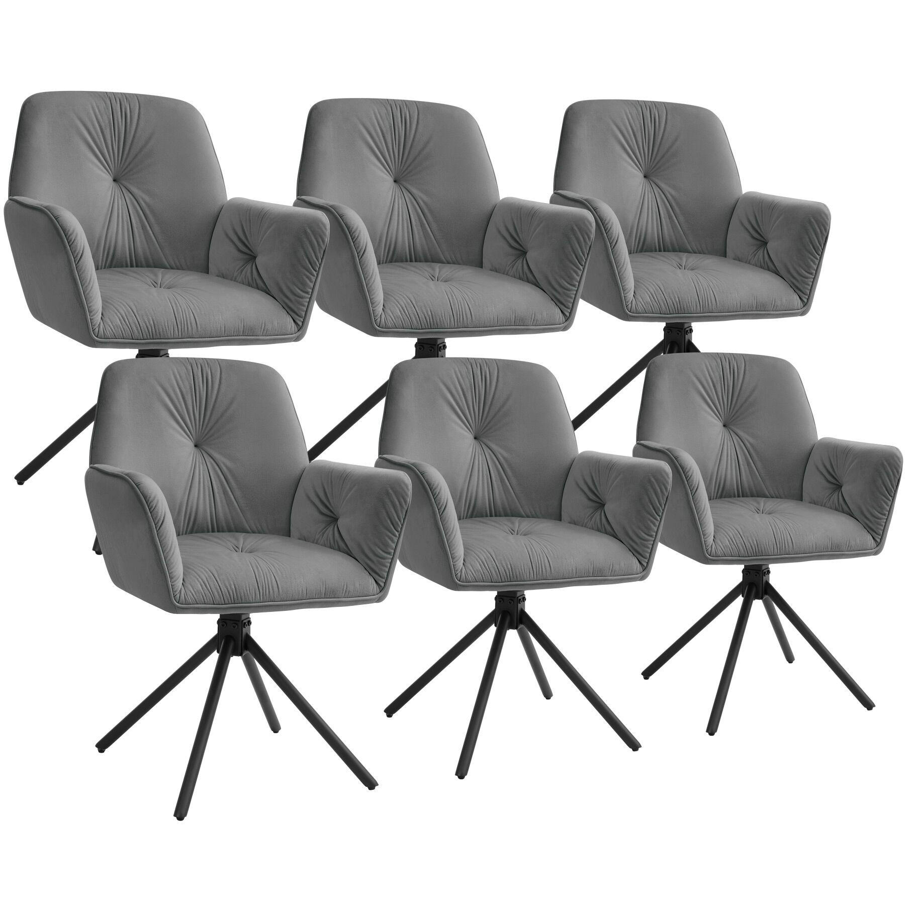 ARMLEHNSTUHL Drehbar Lenia,56,5 x 54 x 86 cm,Samtoptik anthrazit/schwarz - Anthrazit/Schwarz, Kunststoff (56.5/86/54cm) - tectake