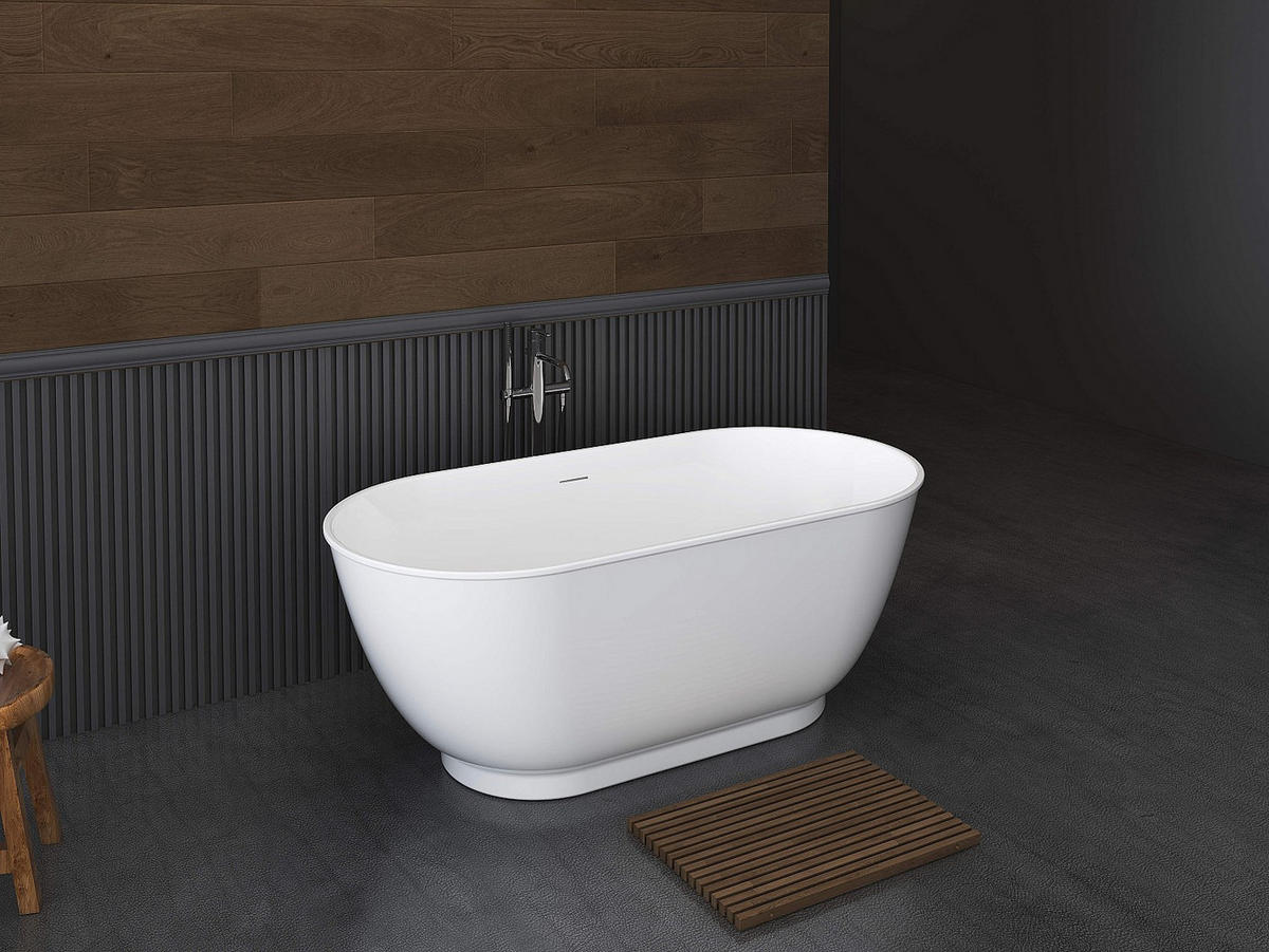 FREISTEHENDE Badewanne - 1 Person - acryl - weiß Mobula - Weiß, Kunststoff (150/57/74cm) - Vente-Unique