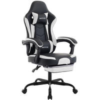 GAMINGSTUHL mit Fußablage Kopfstütze & Lendenkissen Schwarz - Schwarz, Metall (63/125/54cm) - Kaket
