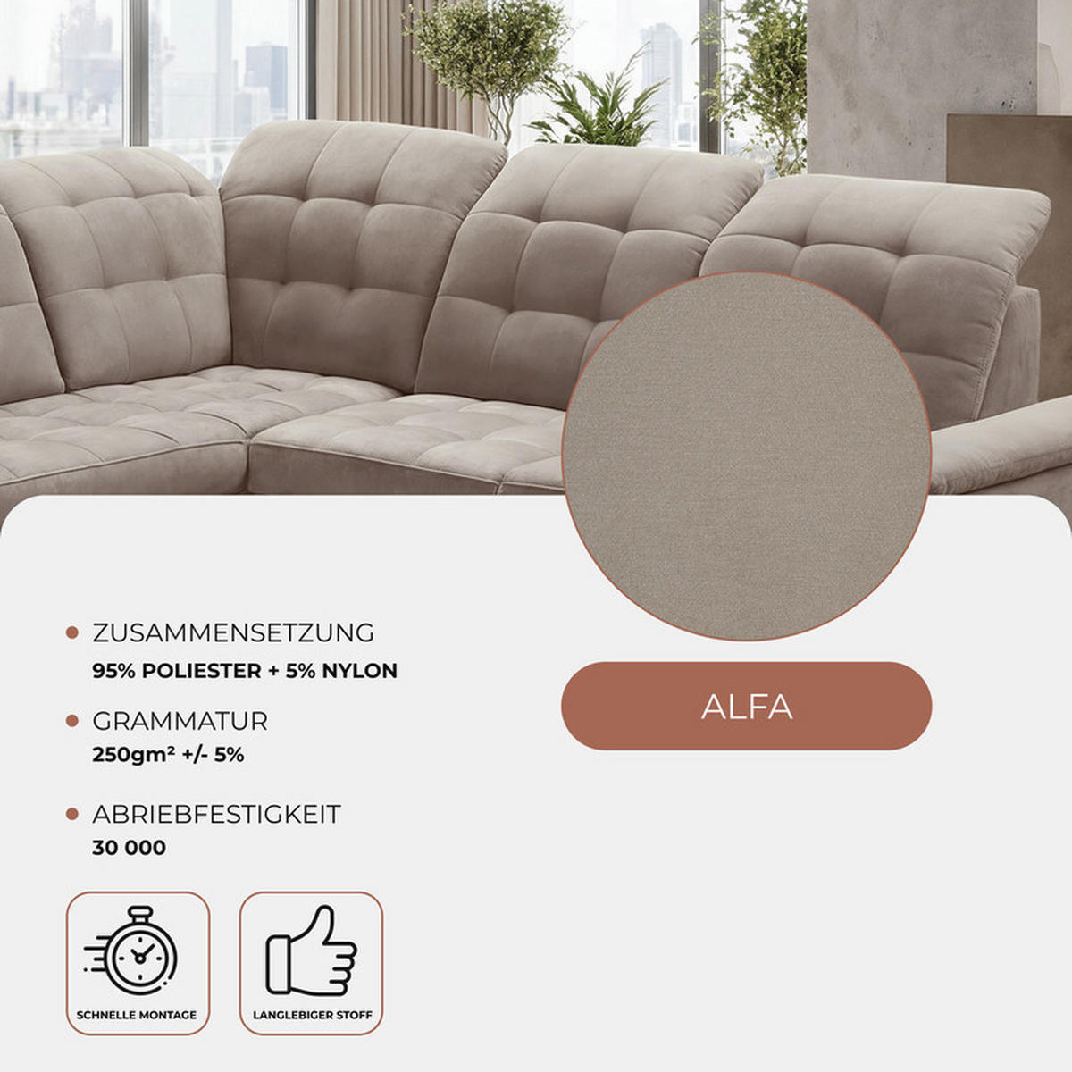 ECKSOFA LENO Links, mit Schlaffunktion und Bettkasten, Beige - Beige, Kunststoff/Textil (261/220cm) - Idohome