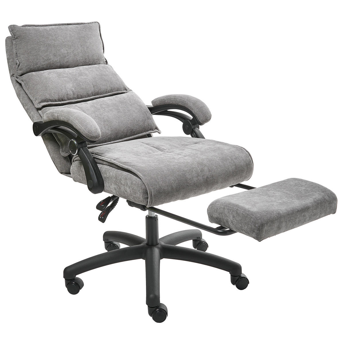 CHEFSESSEL mit Fußstütze Chenillegewebe Grau Eaton - Grau, Textil (50/114/66cm) - Beliani