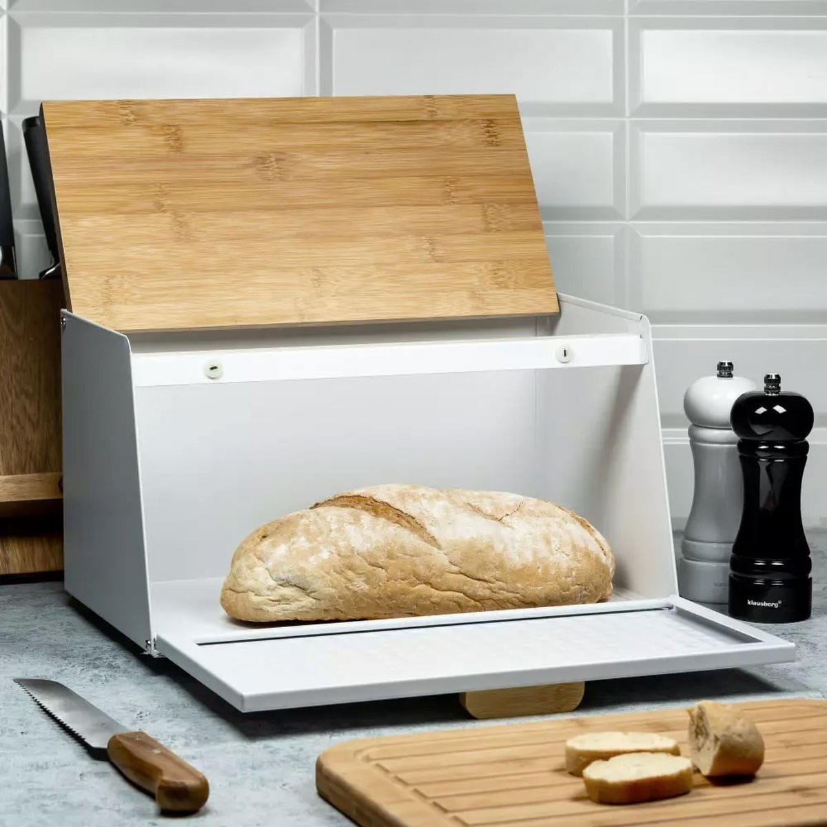 BROTKASTEN Weiß 35.5/21.5/20 cm KB7468 - Weiß, Holz (21.5/20/35.5cm) - Klausberg 