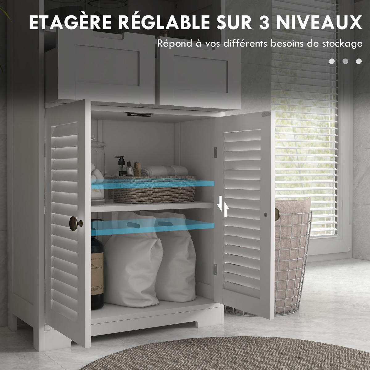 MIDISCHRANK DE-12410 61/30,5/110 cm Weiß - Weiß, Holzwerkstoff (30.5/109.5/61cm) - ComfortXL