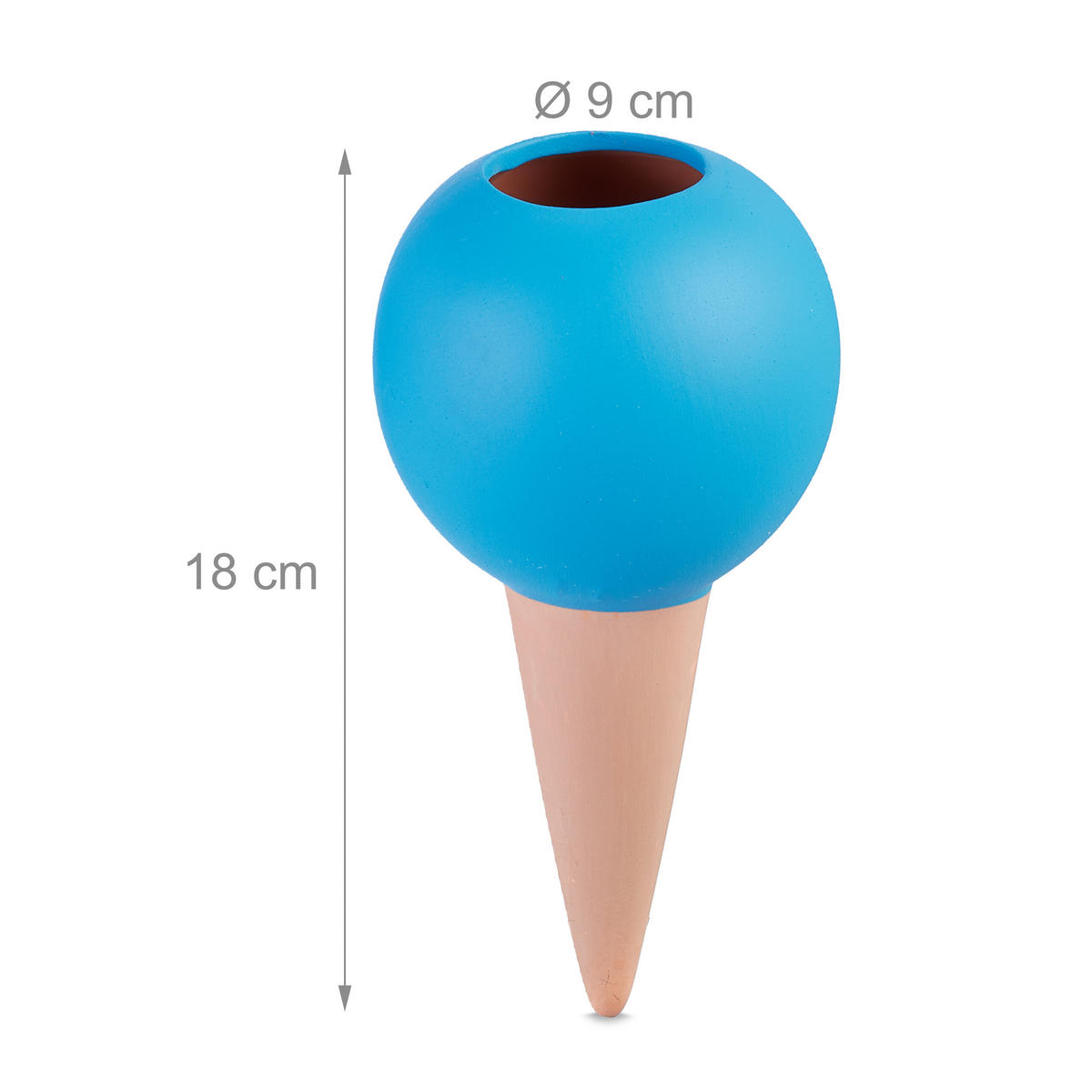 4XTONKEGEL - Hellbraun/Blau, Keramik (9/18/9cm) - Relaxdays