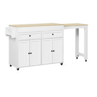 KÜCHENINSEL mit ausziehbarer Arbeitsplatte 112-180,5 cm White/Natural - Weiß, Holz (45/92.2/180.5cm) - Beauniv