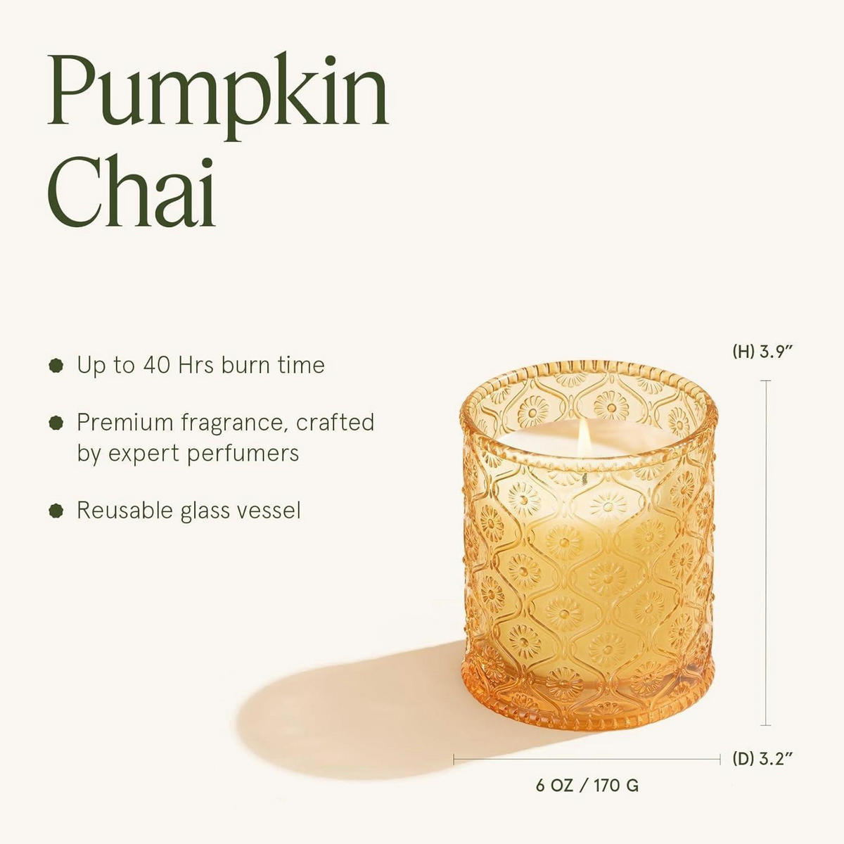 DUFTKERZE Kürbis Chai 170g 40h Brenndauer Glasdesign - Gelb, Paraffin (10cm)