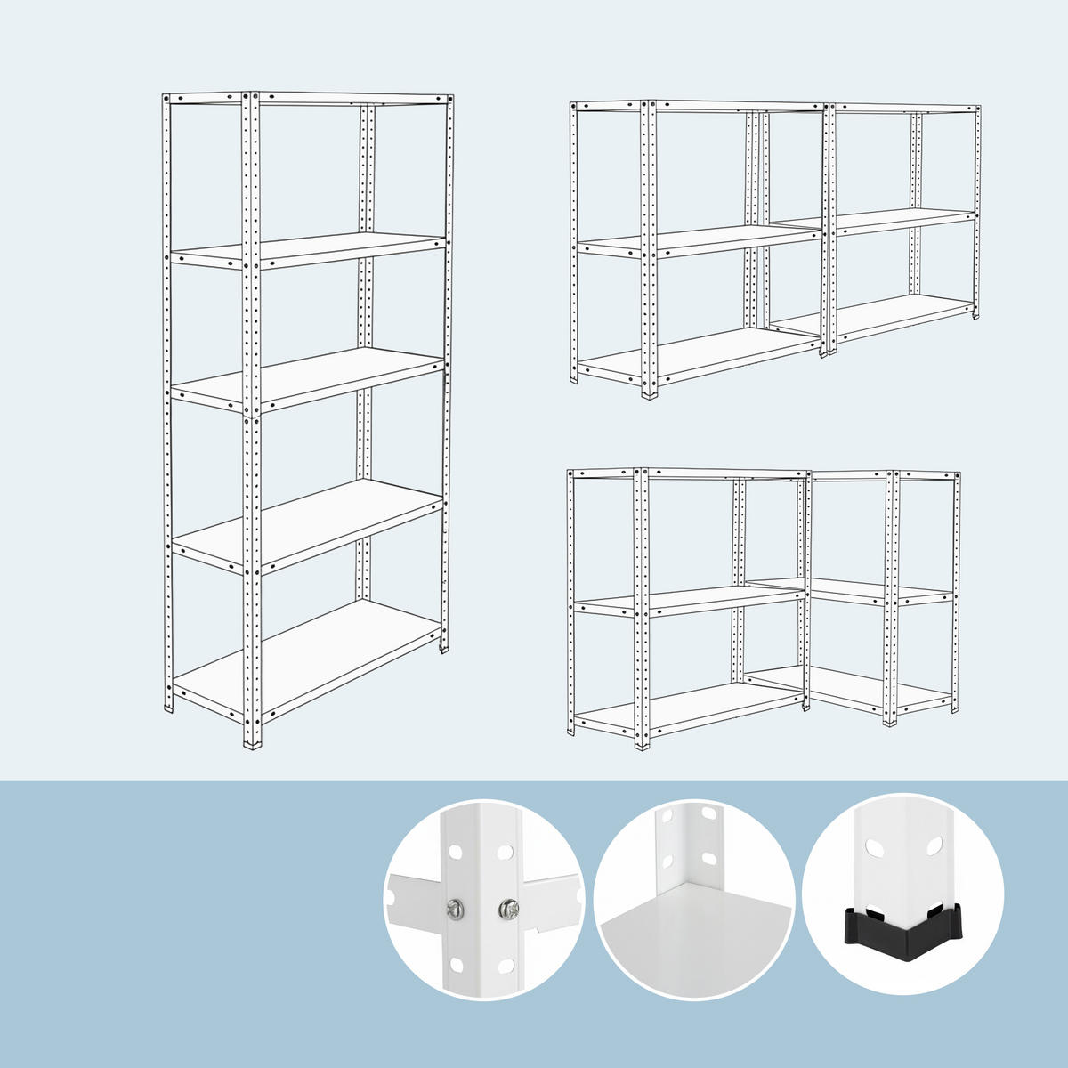 LAGERREGAL - Weiß, Kunststoff/Metall (75/150/30cm) - Relaxdays