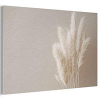 AKUSTIKBILD Pampasgras - Federn - Pastell - Weiß Akustikpaneele 90x60 cm - Naturfarben, Kunststoff (90/60/0.9cm) - MuchoWow