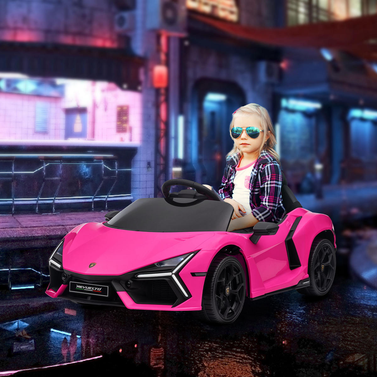 KINDER Elektroauto 12V Kinderauto mit 2,4G Fernbedienung, Musik, Rosa - Rosa, Metall (105/60/40cm) - AIYAPLAY