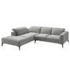 ECKSOFA mit Ottomane - Hellgrau/Schwarz, Textil/Metall (263/238cm) - home24