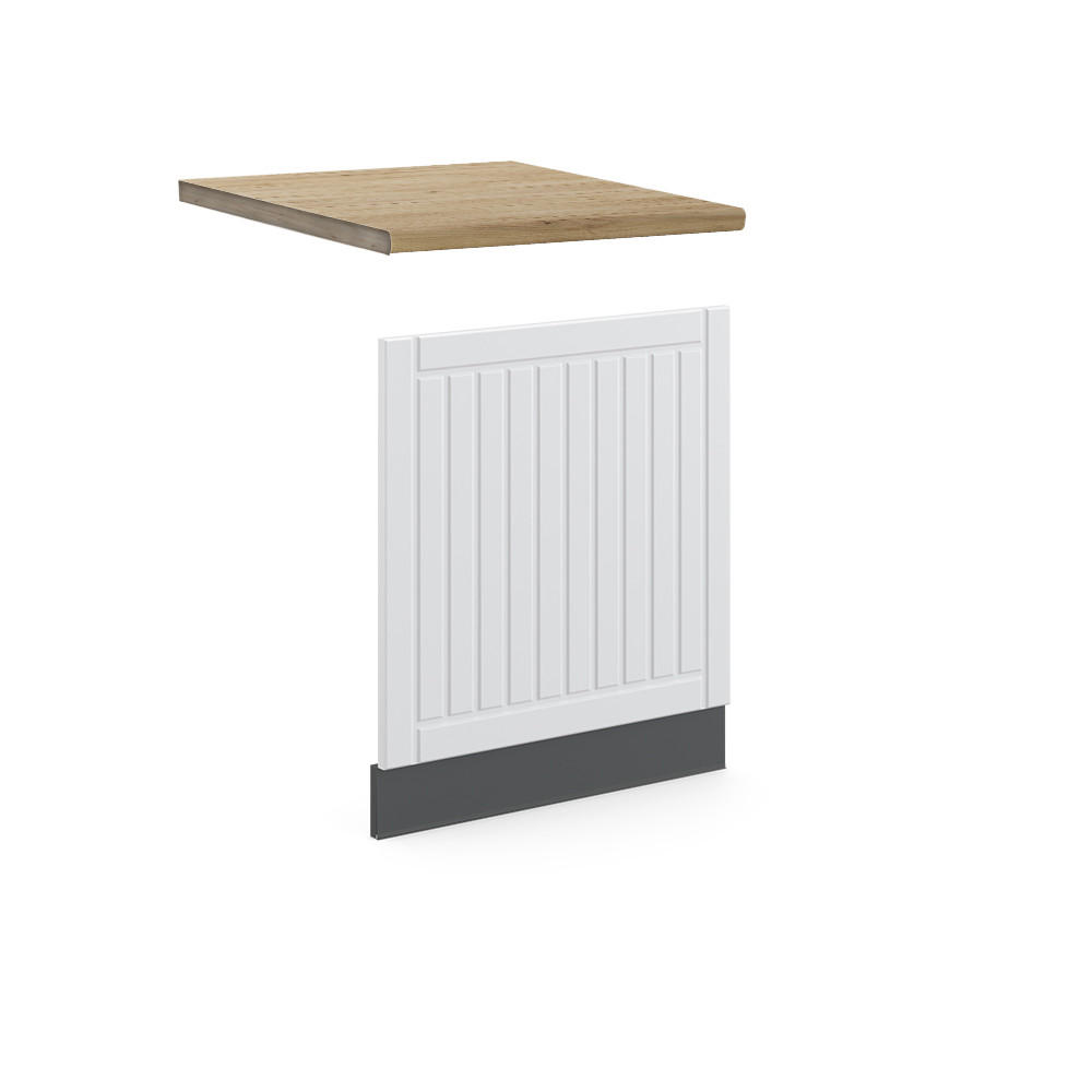 FRONTBLENDE Fame-Line Weiß Landhaus 60 cm, AP Eiche - Anthrazit/Creme, Holzwerkstoff (60/67.4/1.6cm) - Vicco