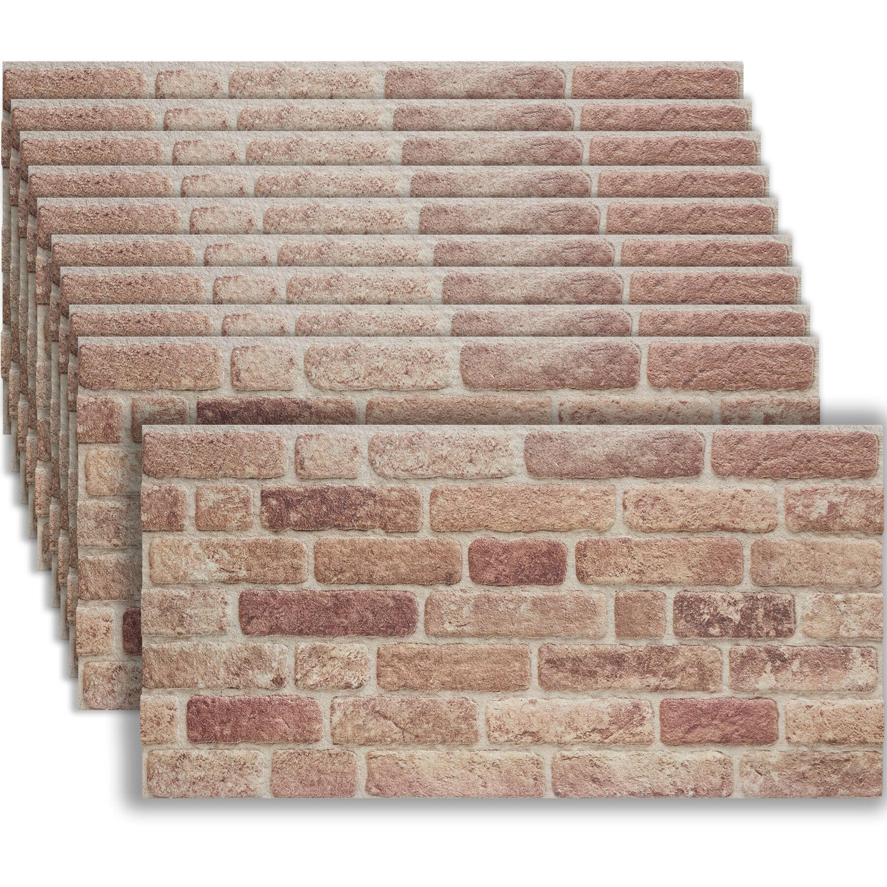 3D-WANDPANEELE , 100 x 50 x 2 cm, 5 m² Abdeckungsfläche, flexibel zuschneidbar, Backstein sandbraun - Sandfarben, Kunststoff (50/2/100cm) - tectake