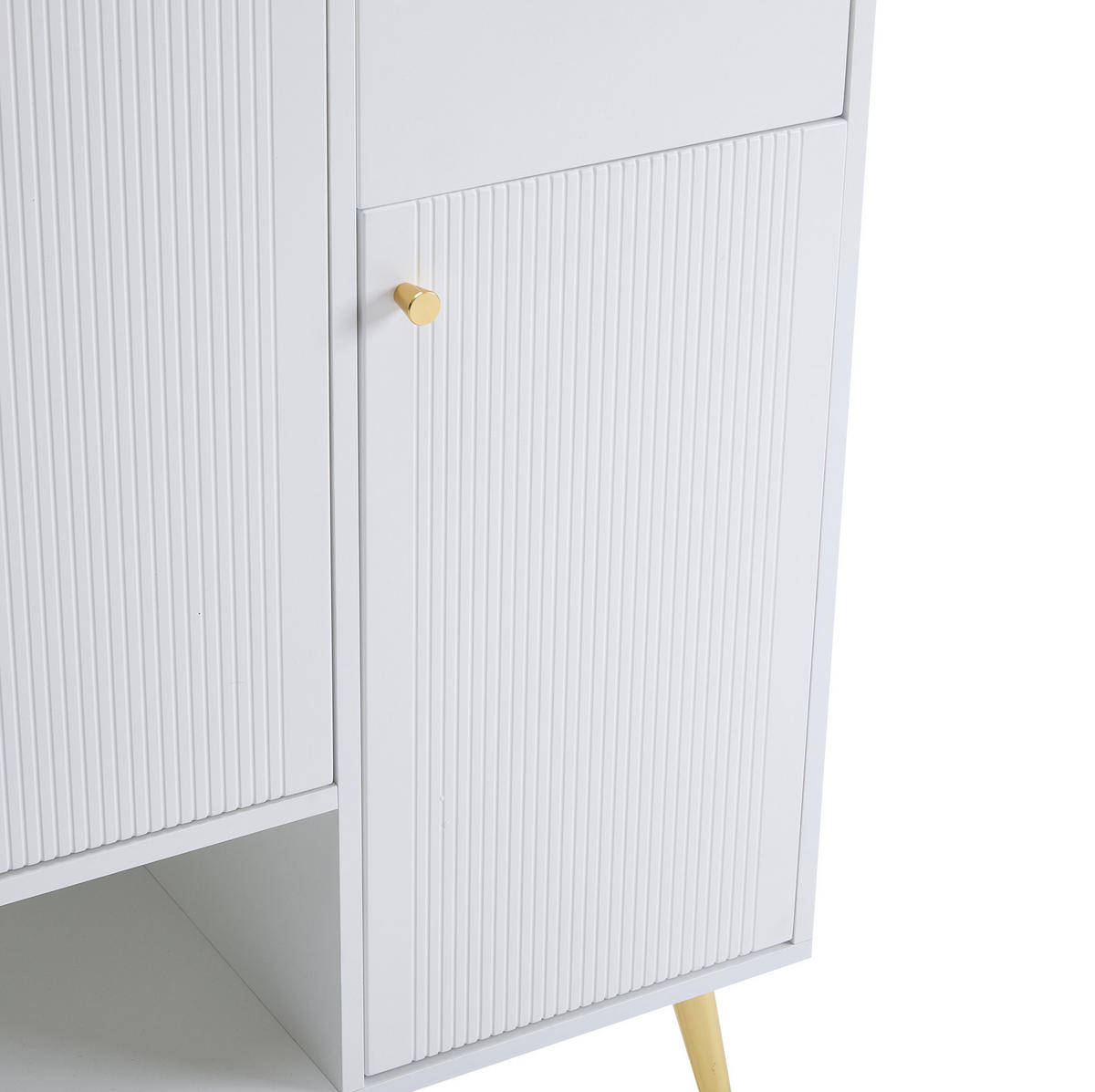 SCHUHSCHRANK aus Spanplatte 130x37x100cm Weiß mit 2 Schubladen - Weiß, Holzwerkstoff (130/100/37cm) - Modfu