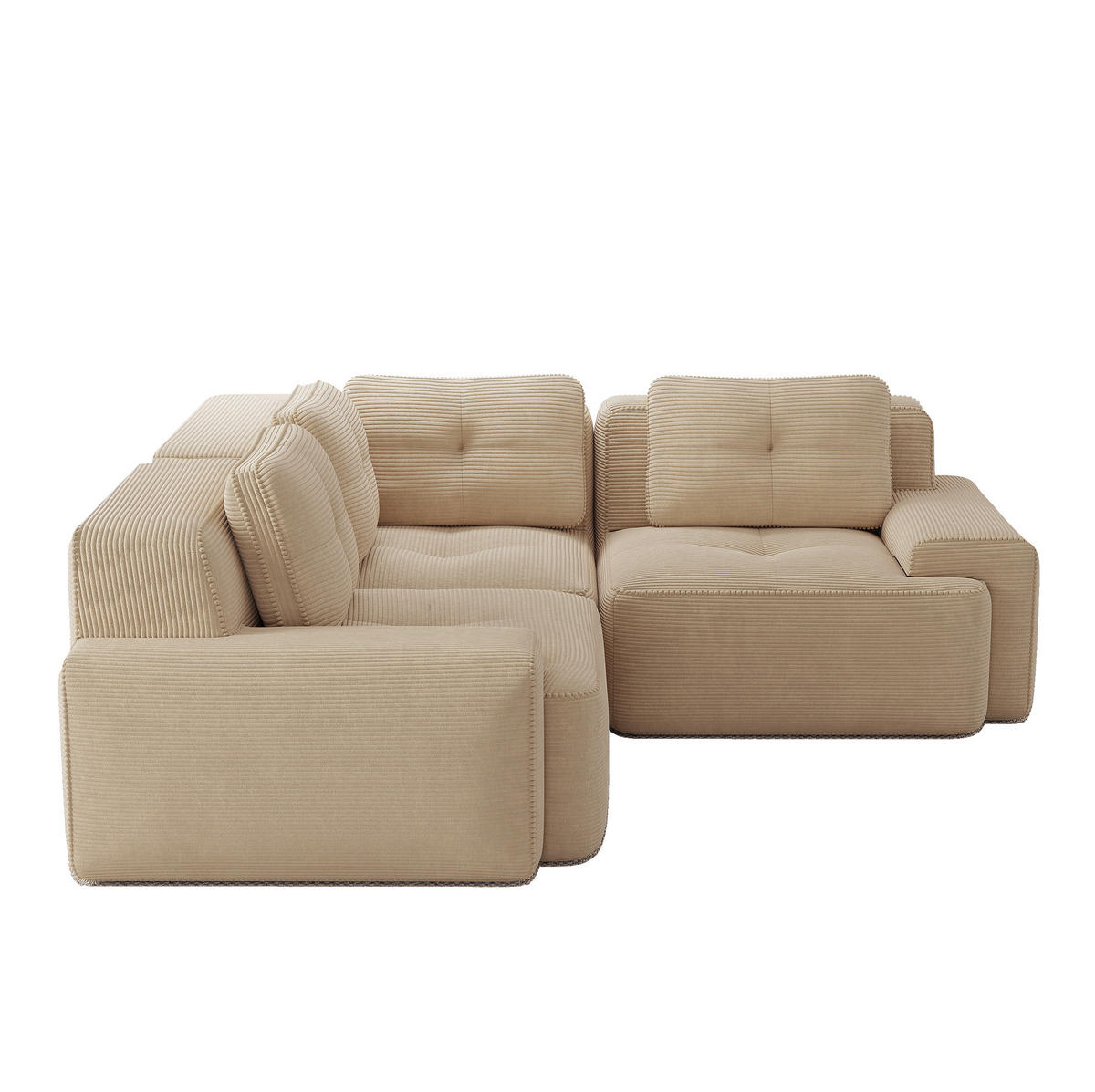 ECKSOFA 206/206/69 cm Beige aus Cordstoff mit modularem Design - Beige, Textil (206/206cm) - OKWISH