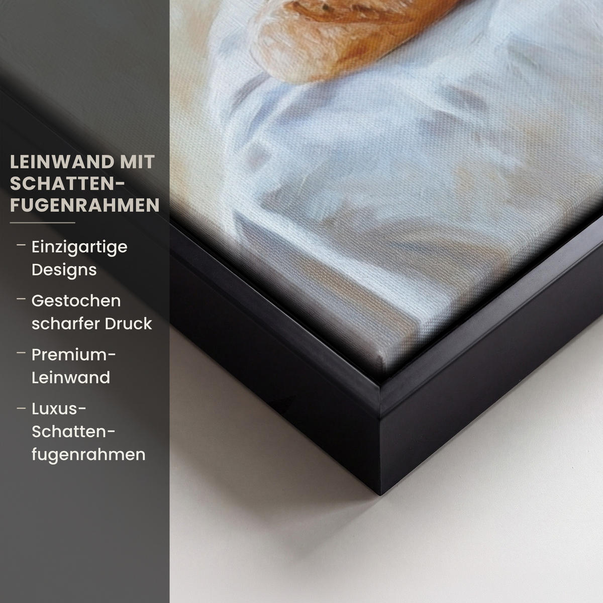 LEINWAND Bilder mit Rahmen - Lavendel - Brot - Stilleben - 70x50 - Flieder, Textil (70/50cm) - MuchoWow