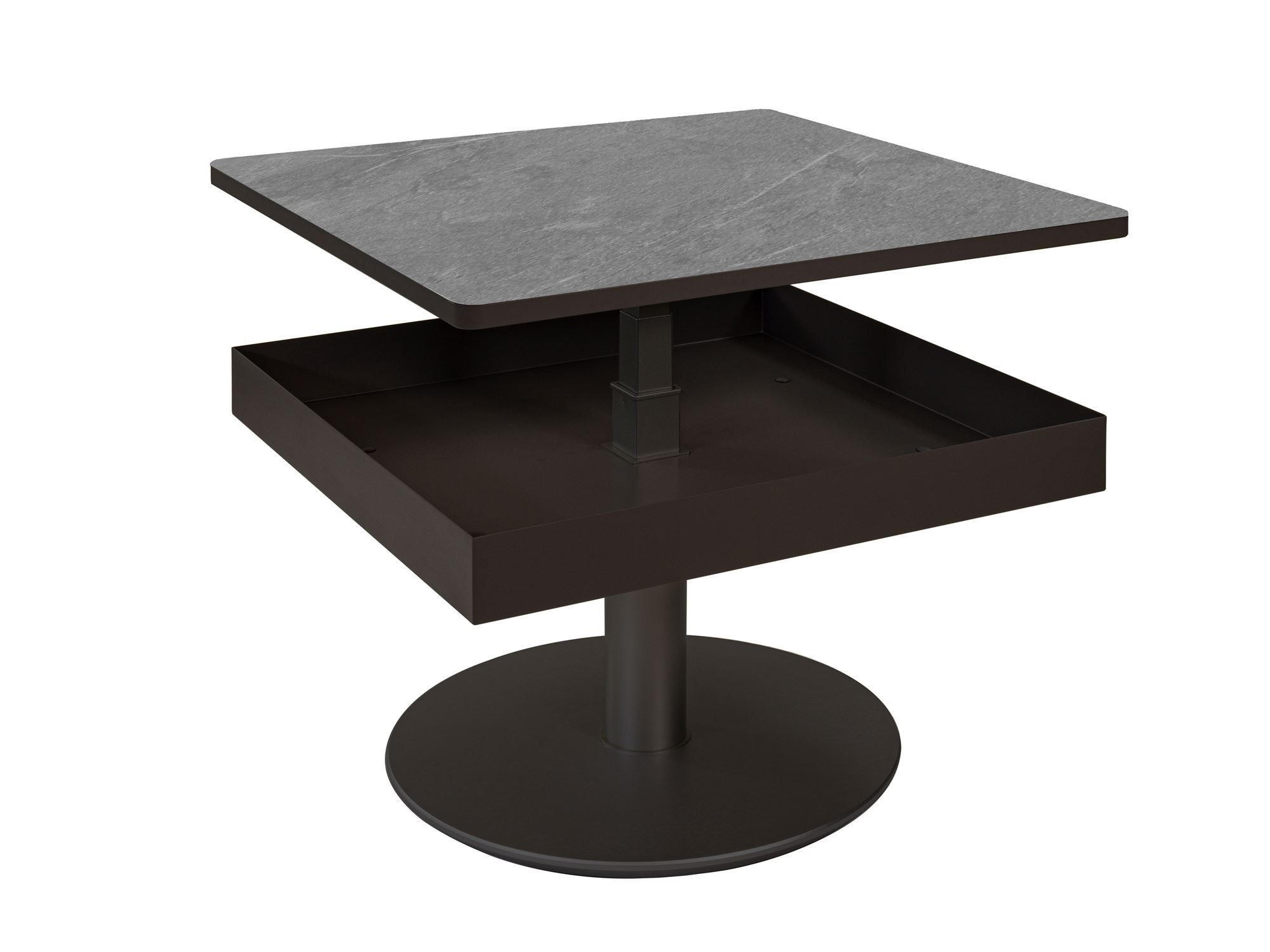 FUNKTIONSTISCH Cendrine 67x67x45 höhenverstellbar Anthrazit/Marble Grigio - Schwarz, Keramik (67/67/45cm) - 58aufmkessel
