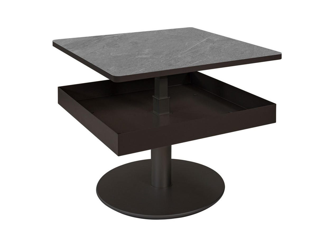 FUNKTIONSTISCH Cendrine 67x67x45 höhenverstellbar Anthrazit/Marble Grigio - Schwarz, Keramik (67/67/45cm) - 58aufmkessel