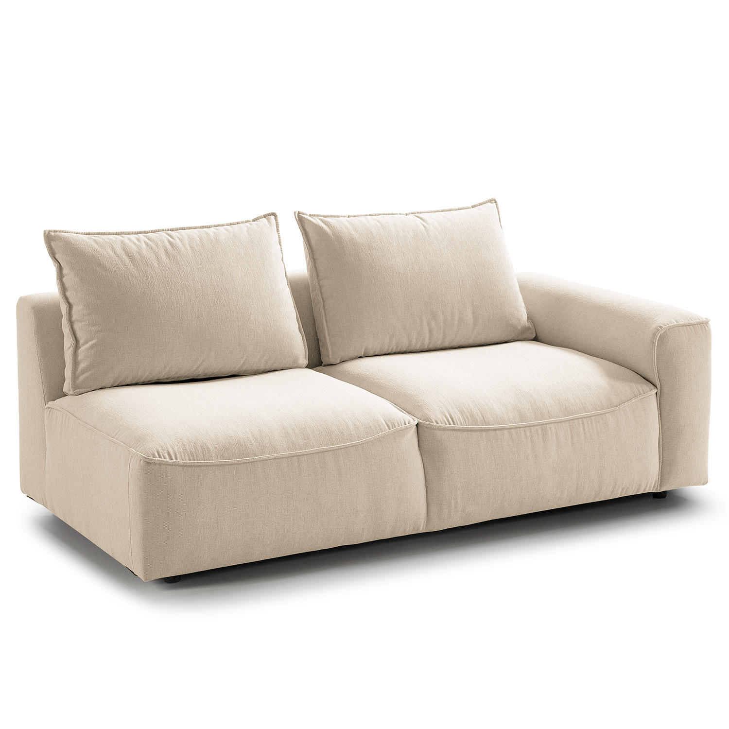 2,5-SITZER SOFA - modular - Beige/Schwarz, Holz/Kunststoff (189/80/99cm) - home24