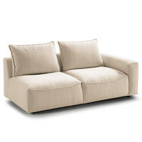 2,5-SITZER SOFA - modular - Beige/Schwarz, Holz/Kunststoff (189/80/99cm) - home24