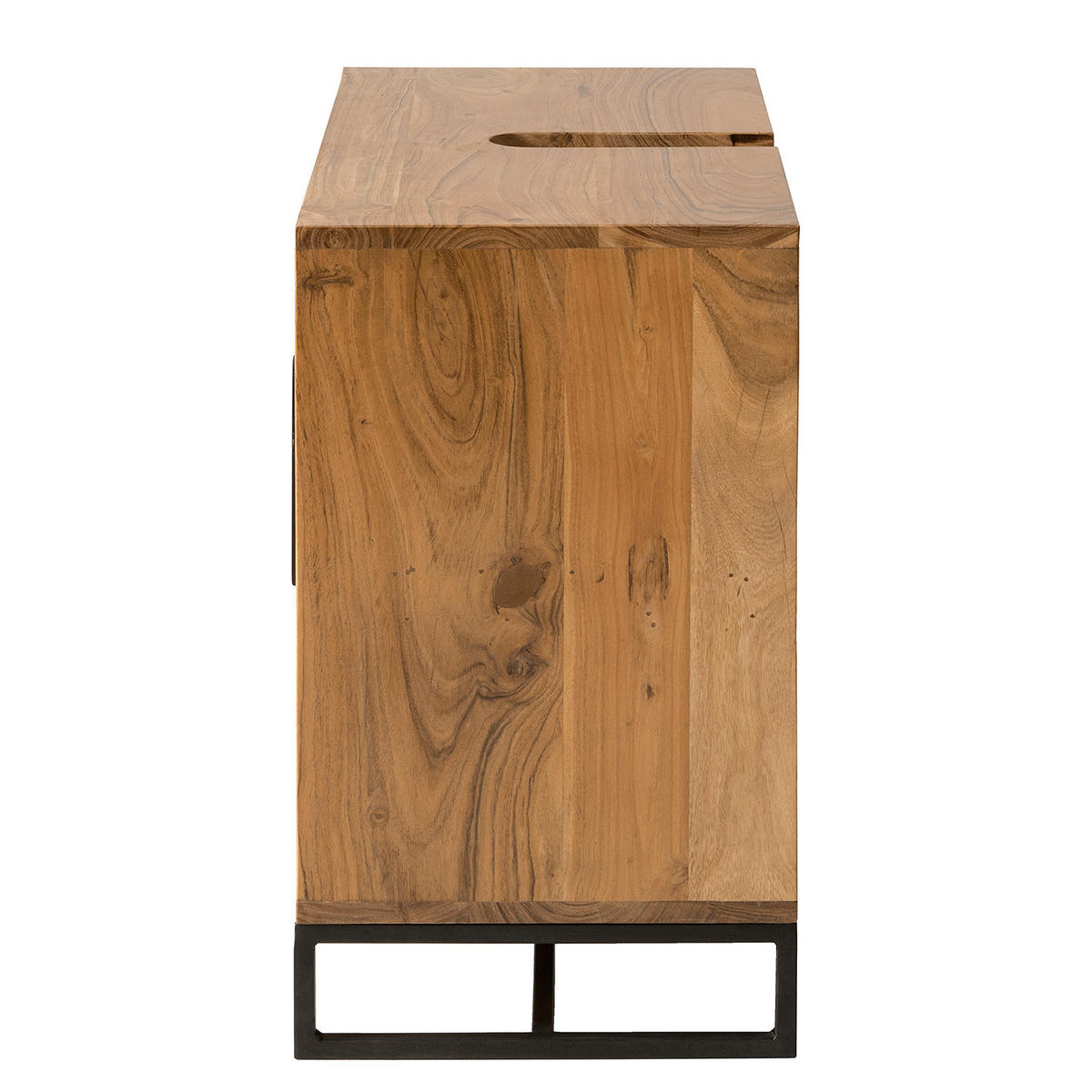 WASCHBECKENUNTERSCHRANK - Akazie massiv / Eisen - Akaziefarben, Holz/Metall (70/60/35cm) - home24