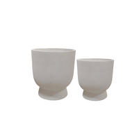 BLUMENTOPF Herva 2er Set Beige 37/37/39 cm Keramik - Weiß, Keramik (39cm) - Mondex