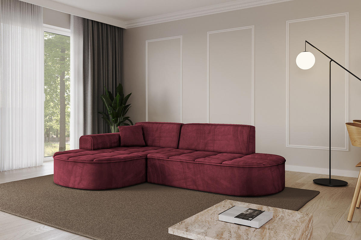 ECKSOFA Ottomane Links TARO-L1 - 243x171x79,5 cm Bordeauxrot - Bordeaux, Holzwerkstoff/Textil (243/171cm) - ALTDECOR
