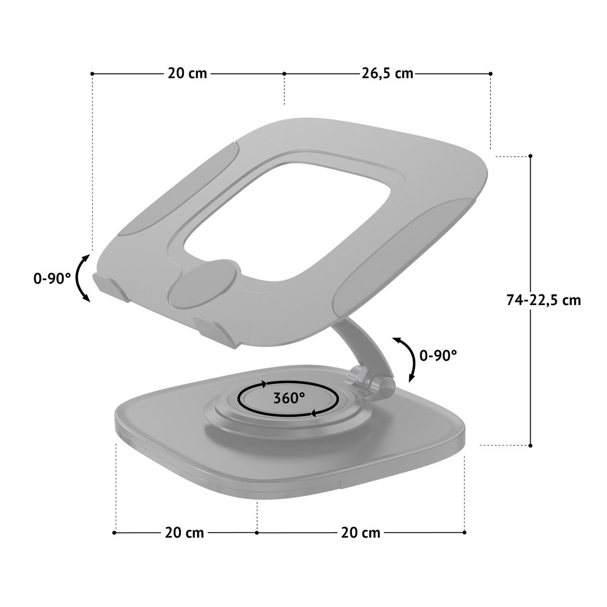 LAPTOPHALTERUNG Iksan Aluminium - Schwarz, Metall (20/26.5/22.5cm) - SVITA
