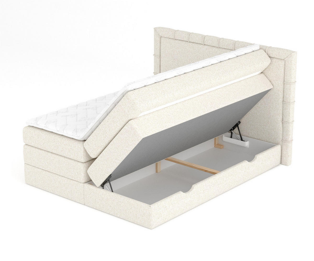 BOXSPRINGBETT Rosabel Creme 180/200 cm mit Matratze und Topper - Creme/Schwarz, Holz/Holzwerkstoff (180/200cm) - Maison de Reve