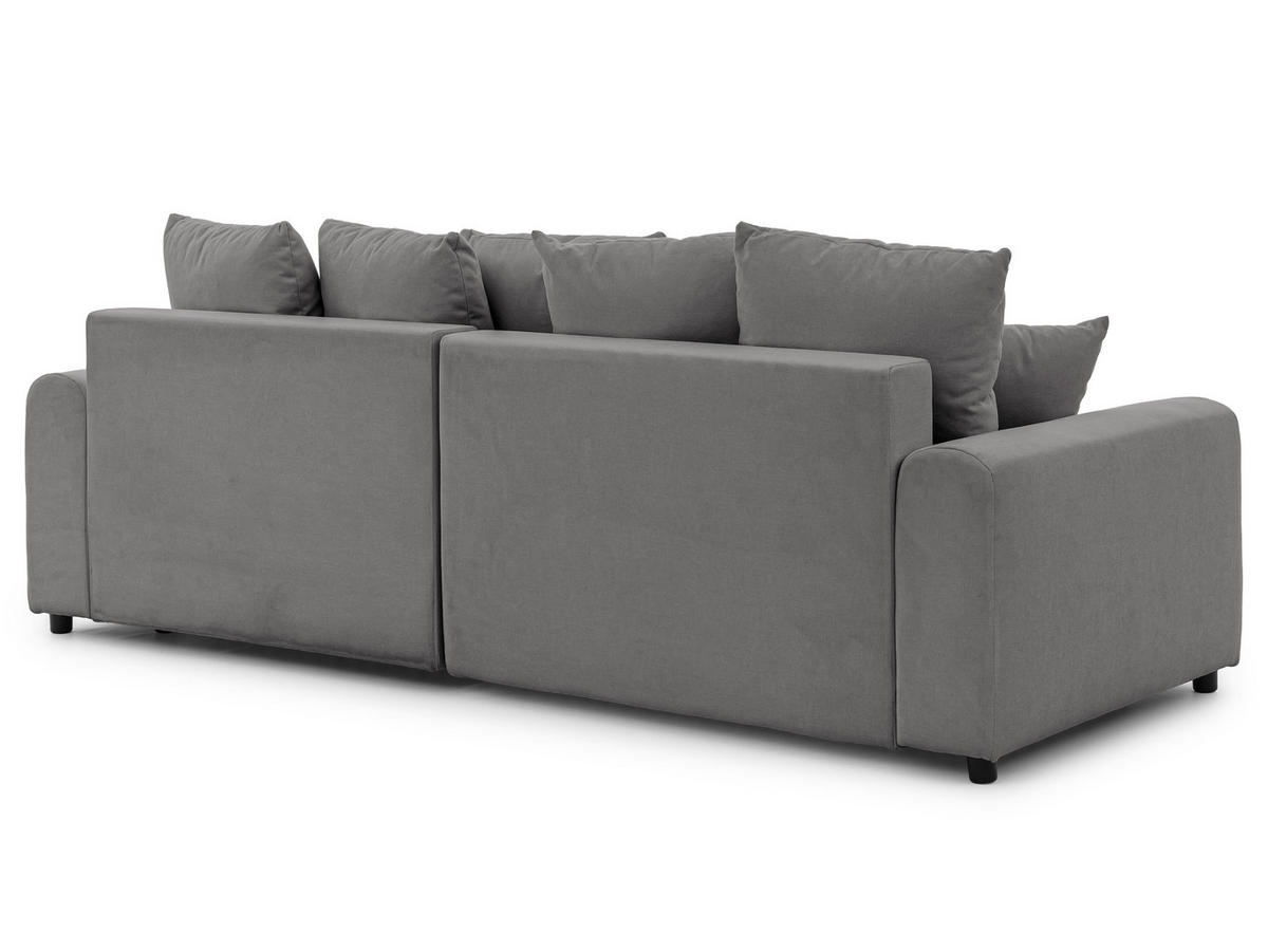 ECKSOFA Calma mit Schlaffunktion und Bettkasten im Bumpy-Design aus weichem Taupe Webstoff - Ottomane rechts - Taupe/Schwarz, Holz/Kunststoff (140/239cm) - S-Style