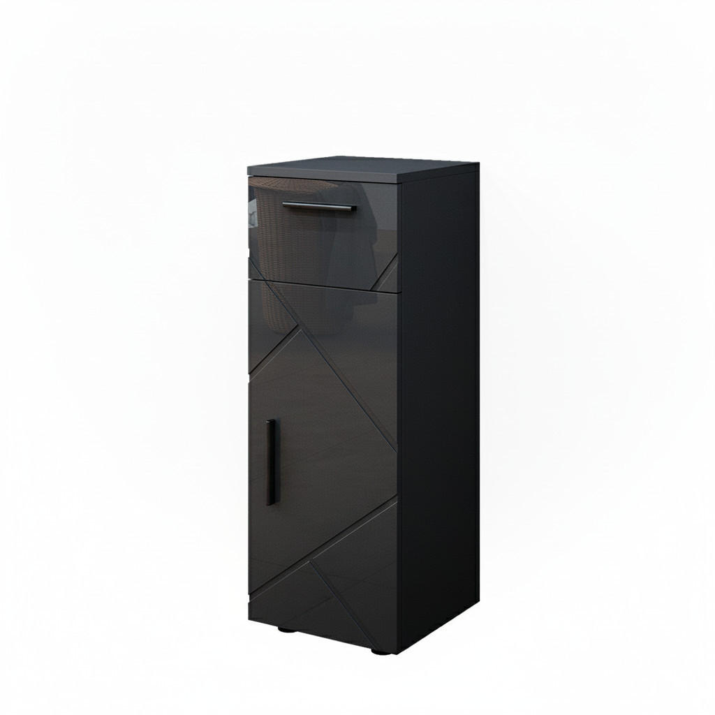 STŘEDNÍ SKŘÍŇKA Irma Šedá - antracitová/vysoce lesklá černá, kompozitní dřevo (30/81/30cm) - Vicco