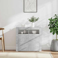 SIDEBOARD mit LED-Licht 80/35/75 cm aus Holzwerkstoff Betongrau - Hellgrau, Holz (80/75/35cm) - vidaXL