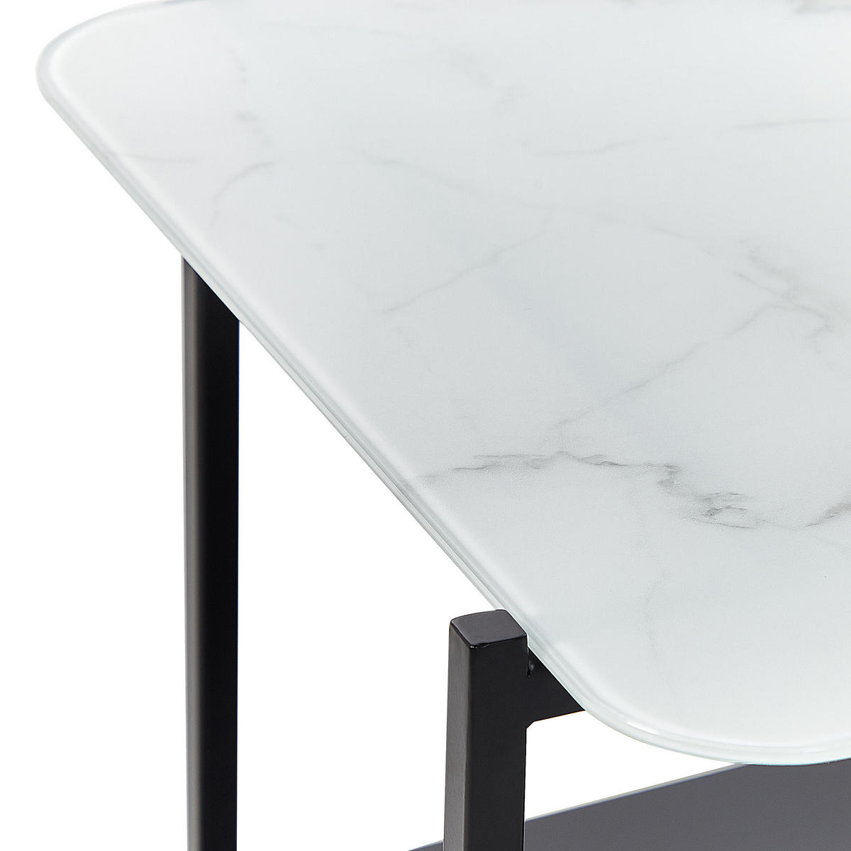 COUCHTISCH Marmor Optik weiß/schwarz rechteckig Gloster - Schwarz/Weiß, Glas (47/77/40cm) - Beliani