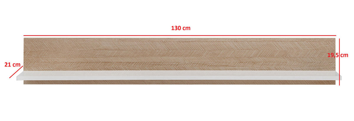 WANDREGAL Viste braun / weiß hochglanz 130 / 21 / 20cm - Ecru/Weiß Hochglanz, Holz/Holzwerkstoff (130/20/21cm) - Furnival