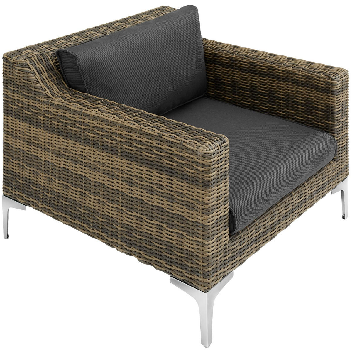 GARTEN-LOUNGE-SET Villanova,85 x 89 x 72 cm,anthrazit-meliert - Anthrazit, Kunststoff - tectake