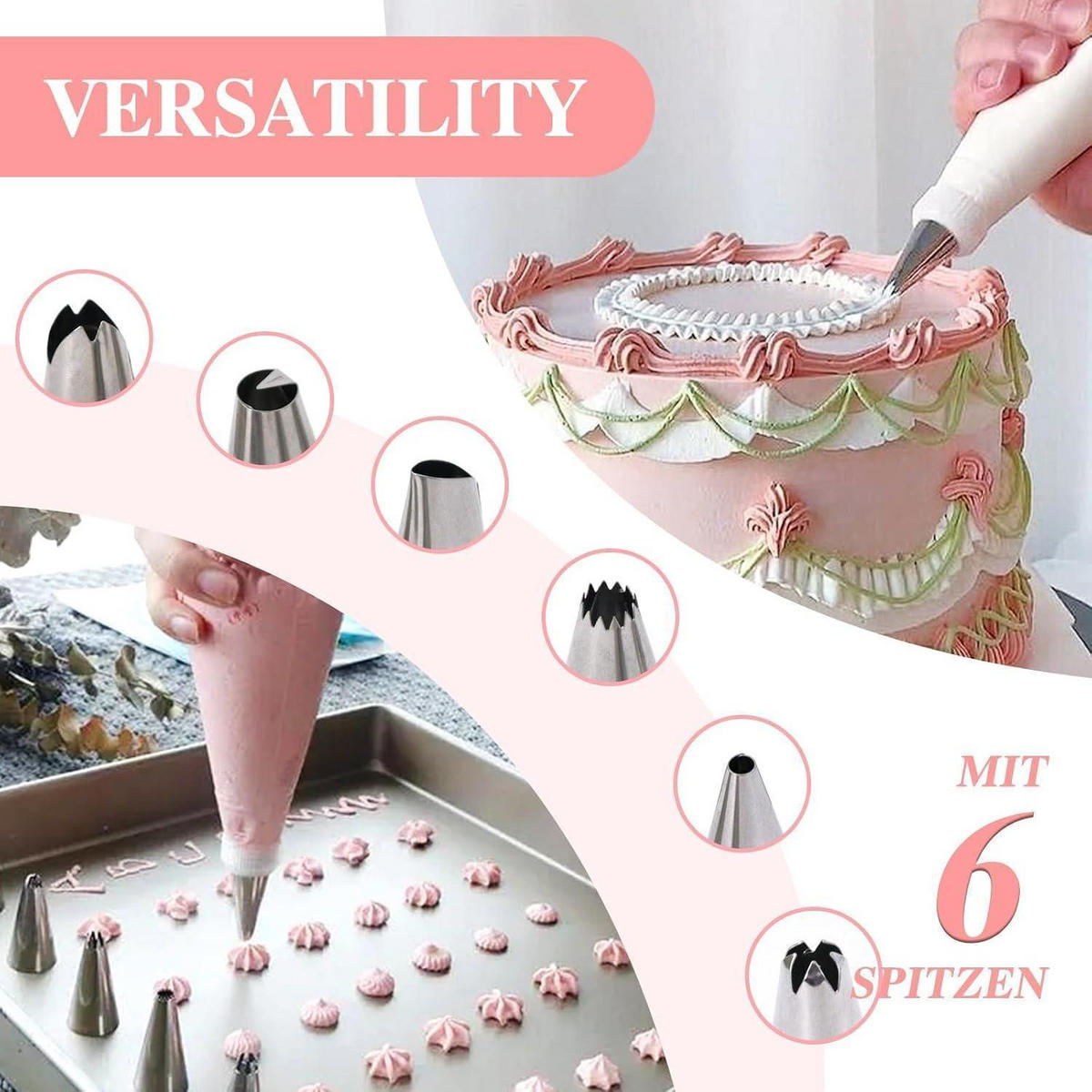 SPRITZBEUTEL Set 100-teilig mit 6 Spritztüllen - Blau, Kunststoff (17.8/1/30.5cm)