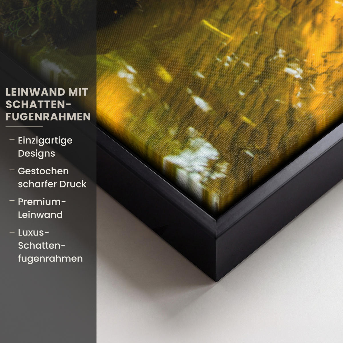 LEINWAND Bilder mit Rahmen - Wald - Landschaft - Wasser - Bäume - Sonne - Grün - Natur - 100x70 - Grün, Textil (100/70cm) - MuchoWow