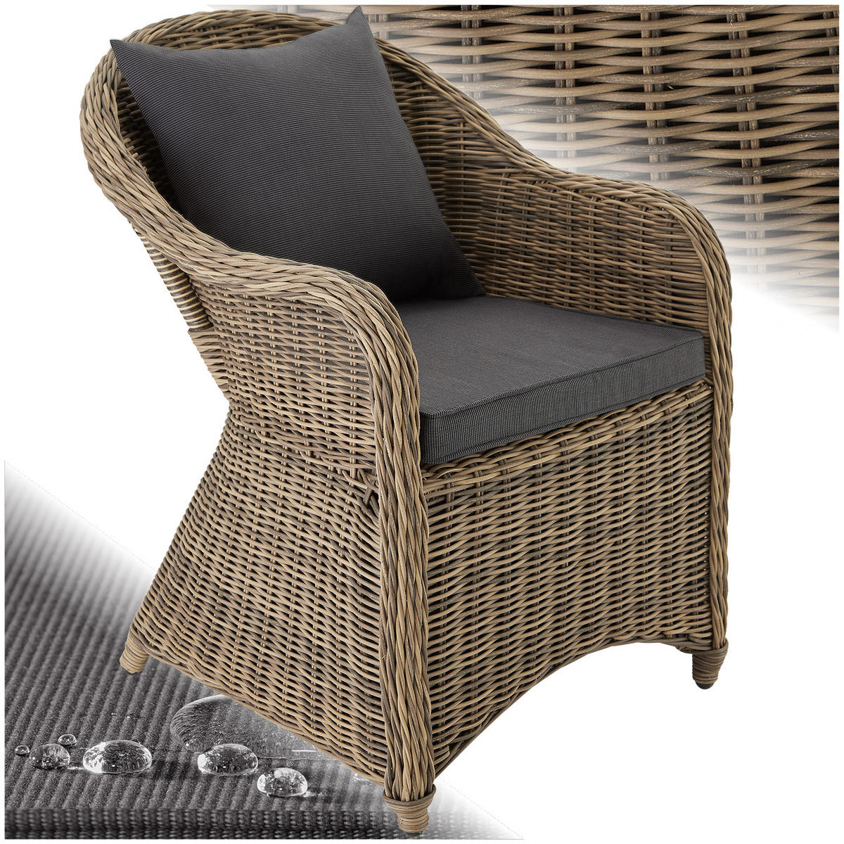 RATTANSESSEL ,71 x 60 x 84 cm,natur - Naturfarben, Kunststoff (60/84/71cm) - tectake