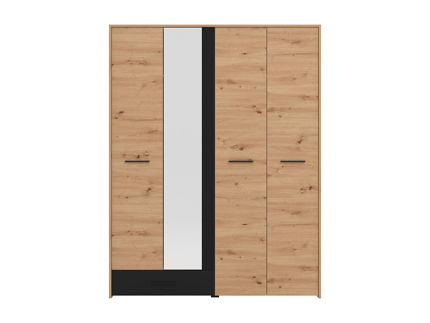 KLEIDERSCHRANK - 157.5 cm x 53 cm - Holz, Platte - Schwarz, Naturfarben Hell NIPOVA - Schwarz/Naturfarben, Holz (157.5/203.5/53cm) - Vente-Unique