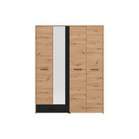 KLEIDERSCHRANK - 157.5 cm x 53 cm - Holz, Platte - Schwarz, Naturfarben Hell NIPOVA - Schwarz/Naturfarben, Holz (157.5/203.5/53cm) - Vente-Unique