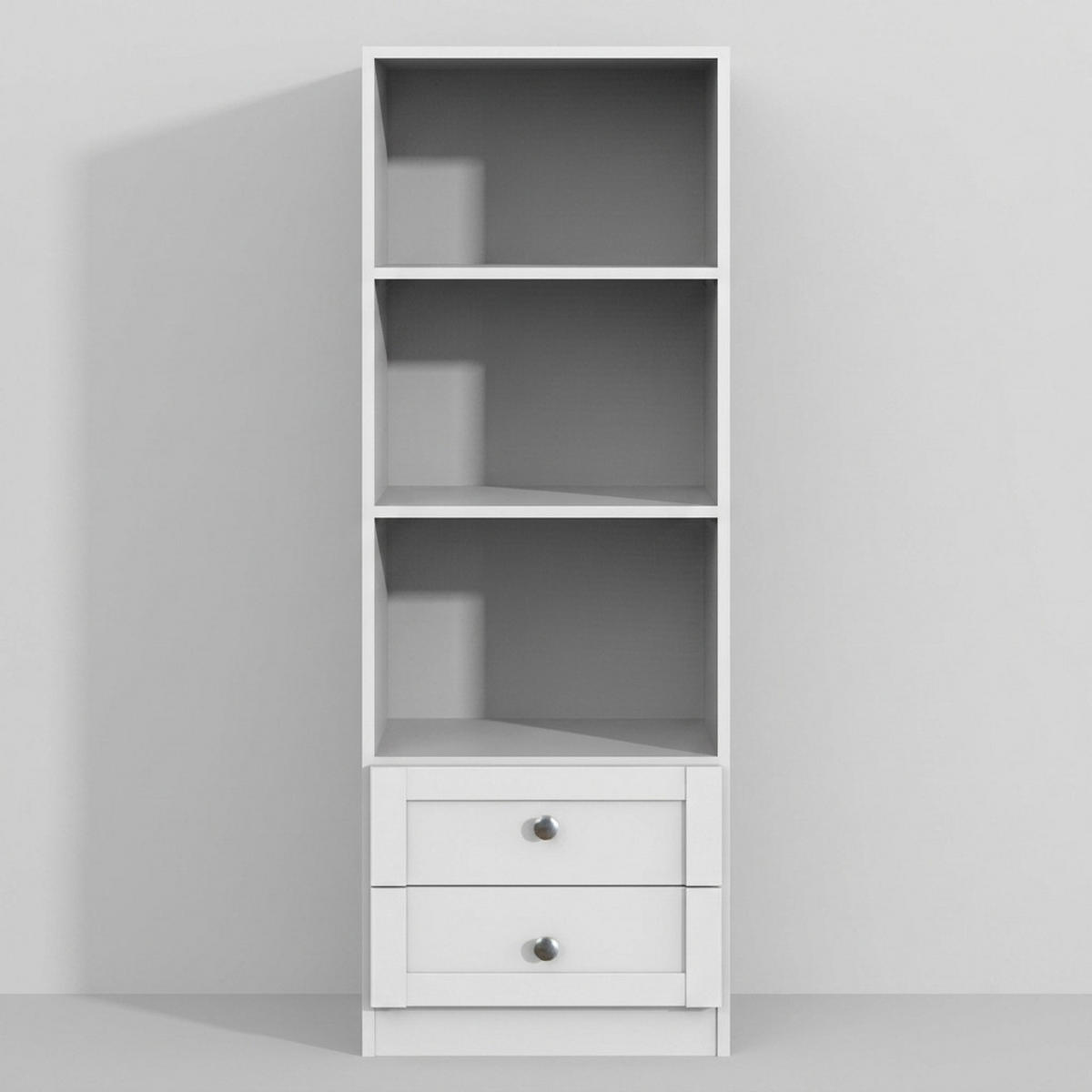 BABYZIMMER-ZUBEHÖR: Standregal mit Schubladen B46/H135/T40 cm, Landhausstil Weiß / 22800-04 - Silberfarben/Weiß, Holzwerkstoff/Metall (46/135/40cm) - luma-home