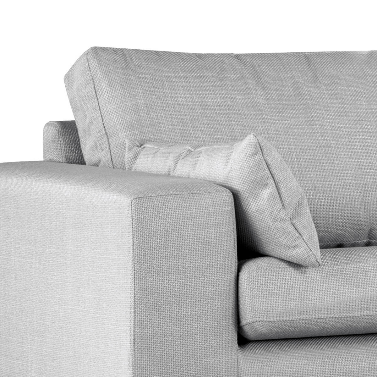 ECKSOFA mit Ottomane - Eichefarben/Hellgrau, Eichenholz/Textil (287/219cm) - home24