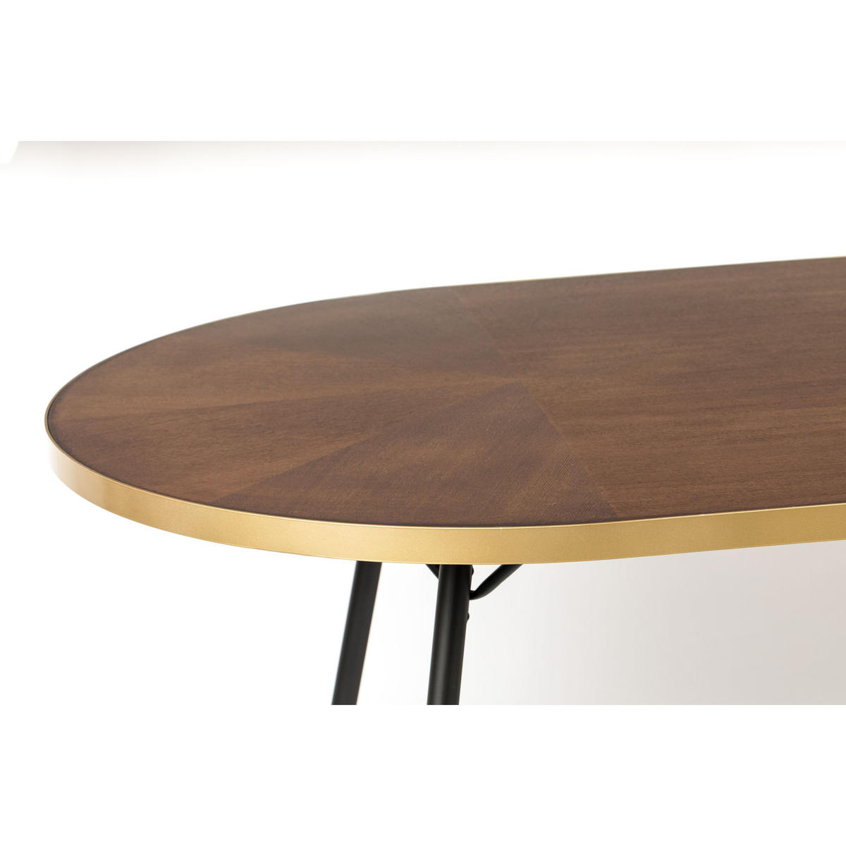 ESSTISCH Denise Oval 220x90 cm Braun/ Gold - Braun, Holz (200/90/75cm) - Housecraft Living