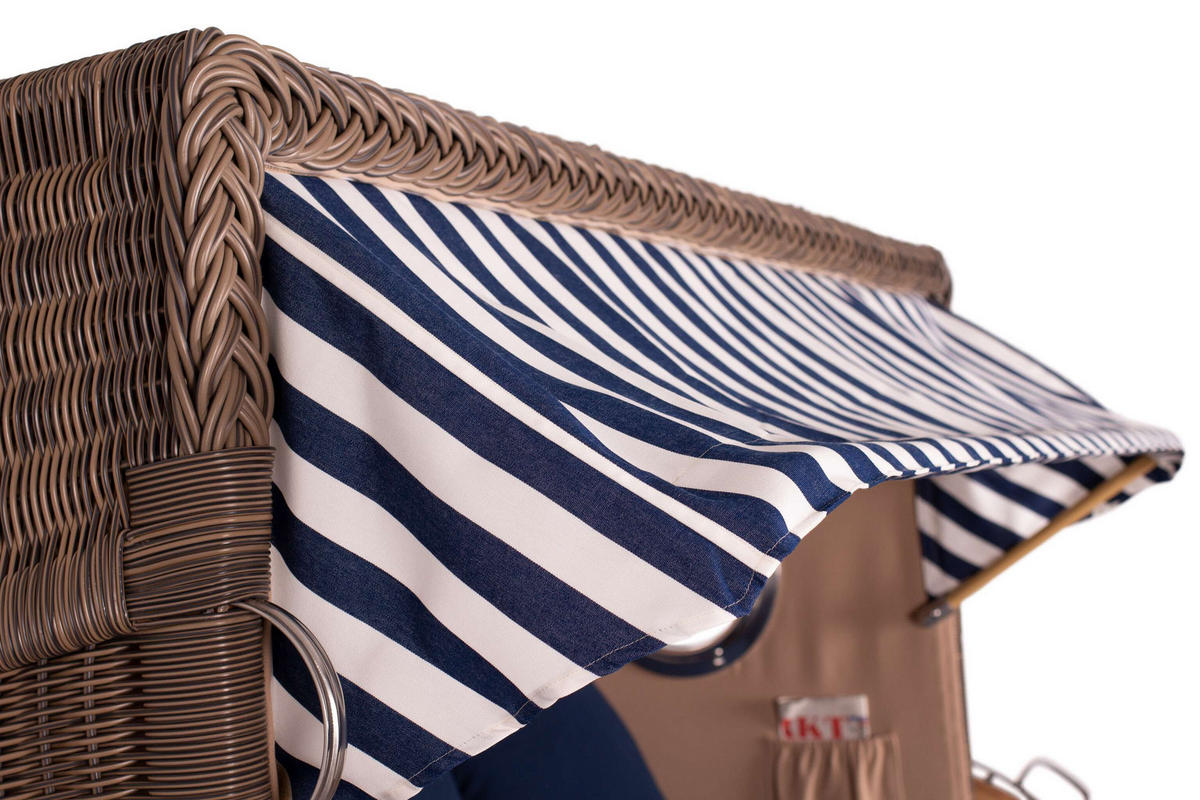 STRANDKORB Komplettset Düne Grande - Blau/Braun, Naturmaterialien/Metall (170/170/95cm) - Mr. Deko