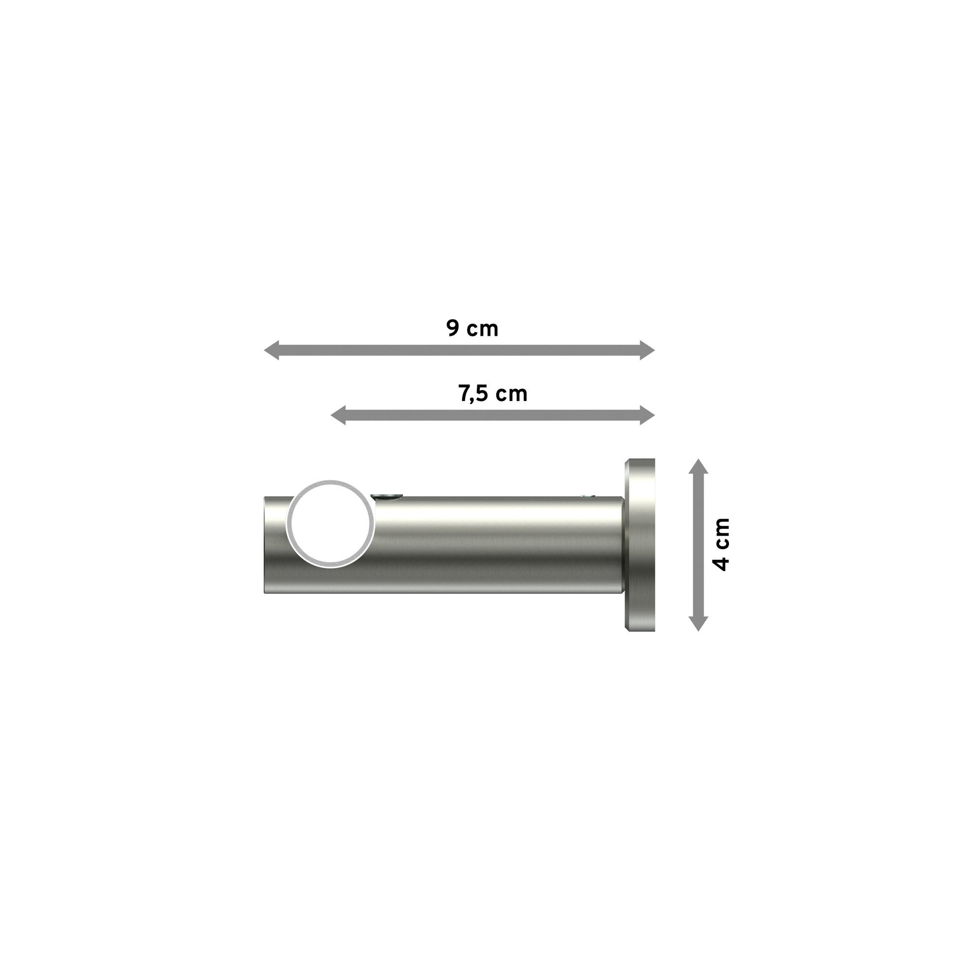 GARDINENSTANGEN-SET Platon Santo 100 cm, 1-läufig (ohne Ringe), 20 mm Ø Edelstahl-Optik - Edelstahlfarben, Metall (100cm) - INTERDECO