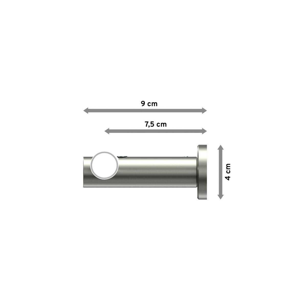 GARDINENSTANGEN-SET Platon Santo 160 cm, 1-läufig, 20 mm Ø Edelstahl-Optik - Edelstahlfarben, Metall (160cm) - INTERDECO